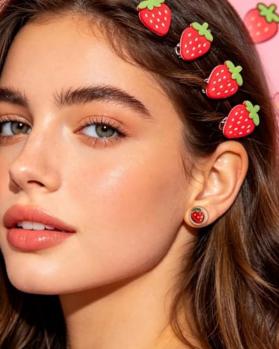 2PCS Strawberry Ear Gauges 00g to 5/8'' Simulated Strawberry Resin Plugs Saddle Double Flared Tunnels Stretcher Expander Ear Plug Expanders Acrylic Ear Gauges Piercing Jewelry - size: 10mm