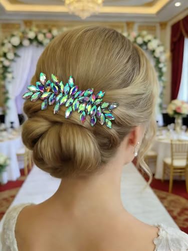 Bridal Crystal Wedding Hair Comb Decorative Rhinestone Headpiece Bride Wedding Hair Side Combs Accessories AB Color - color: AB Color