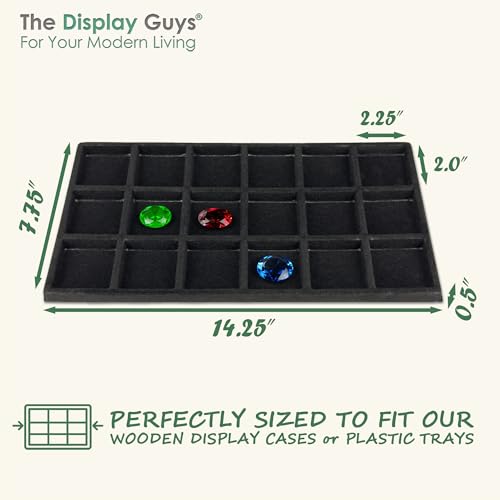 2-Pack 18-Compartments Flocked Velvet Jewelry Display Inserts - Tray/Case Liners - Ring Earrings Storage, (Black) by The Display Guys - color: Black, size: Compartments - 18