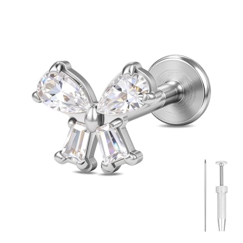 G23 Titanium Gold Filled 16G Cartilage Earring, 6mm 8mm - color: Butterfly, Silver, size: 6MM