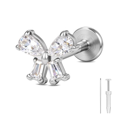 G23 Titanium Gold Filled 16G Cartilage Earring, 6mm 8mm - color: Butterfly, Silver, size: 6MM