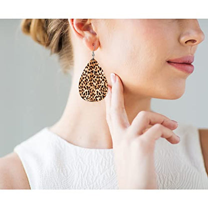 Leopard Print Fashion Leather Teardrop Ear Rings Brown Leopard Spotted Skin Cheetah Fur Leather Leaf Earrings Jewelry For Women Friends - color: Leopard Print