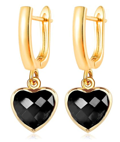 Geometric 14K Gold Crystal Stone Quartz Gemstone Leverback U Hoop Drop Dangle Earrings Jewelry for Women - color: F04