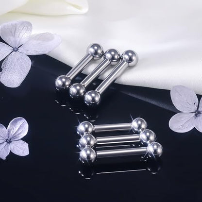 Ruifan Grade 23 Titanium Internally Threaded Nipple Piercing Jewelry Barbell Ring PA Tongue Rings Nipple Straight Body Piercing Jewelry for Women Men 16G 14G 12G 8G 6G 4G 2G - size: 8GA - 1/2" (12mm)
