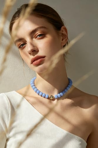 Boho Colorful Chunky Beaded Necklace for Women Trendy Resin Statement Choker Necklaces Summer Beach Style Womens Vacation Fashion Jewelry Gifts Accessories - color: Blue-3