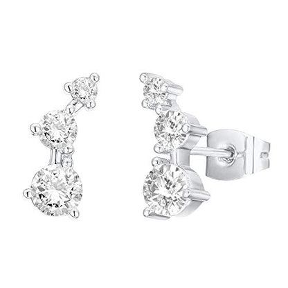 PAVOI 14K Gold Plated Cubic Zirconia Ear Crawler Earrings - Faux Diamond Ear Climber Fashion Earrings for Women - style: Mini