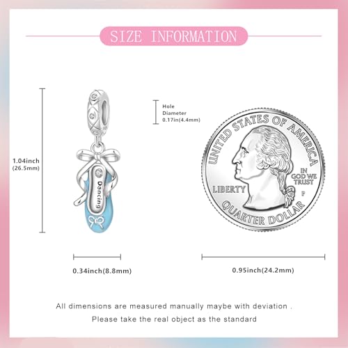 925 Sterling Silver Bead Charm for Pandora Bracelets and Necklaces,Pink Bow Cherry Butterfly Blue Ocean Pendant Bead Charms Jewelry Present Valentines Gifts for Wife/Girlfriend Women - style: Blue Ballet Shoe Charm