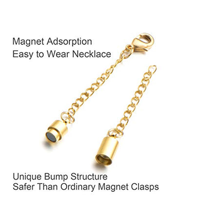 Zpsolution Magnetic Necklace Clasps with Extender Chains Gold-Silver | Magnetic Necklace Extender, Lead Cadmium Free, Nickel Release Free, 3.8 inches Chain Extender - color: Chains Glod and Silver