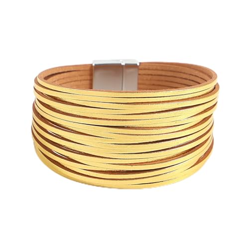 hotoo Leather Wrap Bracelet for Women - color: Gold