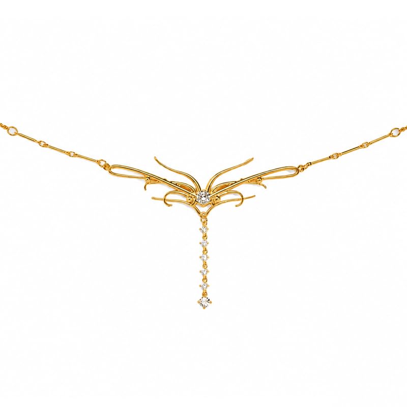 Gold Dripping Butterfly CZ Waist Chain for Low-Rise Y2K, Adjustable Silver 18K Elegant Dripping Butterfly Pendant Chain Belt, Cute Belly Chain Body Chain Sexy Back Jewelry for Womens - color: Gold