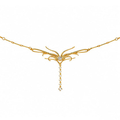 Gold Dripping Butterfly CZ Waist Chain for Low-Rise Y2K, Adjustable Silver 18K Elegant Dripping Butterfly Pendant Chain Belt, Cute Belly Chain Body Chain Sexy Back Jewelry for Womens - color: Gold