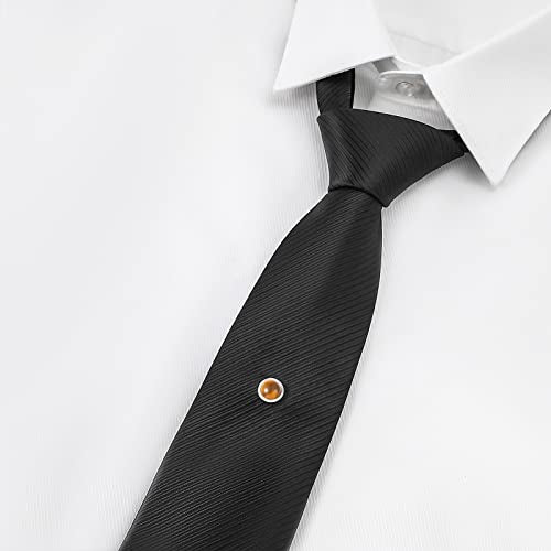 Tie Pins for Men Silver Tie Pins with Chain, Tie Tack Pins Brooch Personalized Wedding Business Gifts - color: Yellow