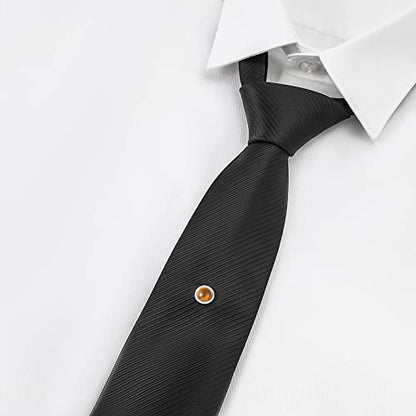 Tie Pins for Men Silver Tie Pins with Chain, Tie Tack Pins Brooch Personalized Wedding Business Gifts - color: Yellow