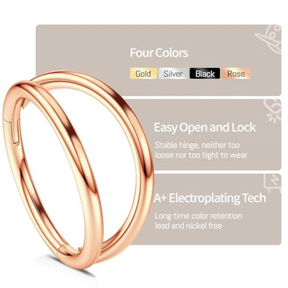 WBRWP 2Pcs Titanium Nose Rings for Women Hypoallergenic Double Hoop | Cartilage Earrings Conch Tragus Rook Piercing Jewelry 16G 18G 20G 7MM 8MM 10MM - color: Rose Gold, size: 16g 8mm