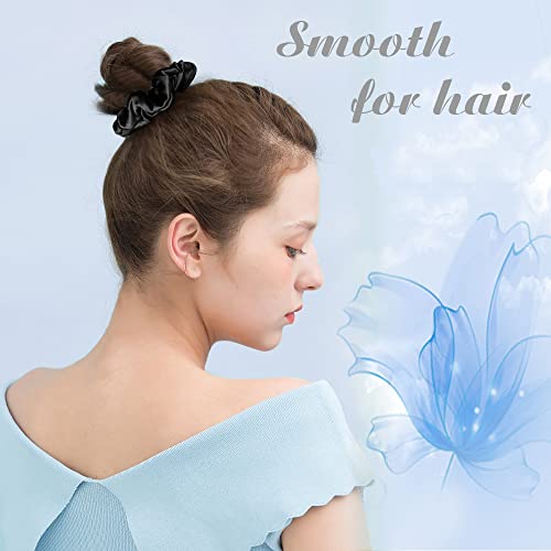 OLESILK 100% Mulberry Silk-Scrunchies for Hair Sleep, Women Grils Silk Hair Ties for Frizz & Breakage Curly Hair, No Damage, Elastics Ponytail Holder, 3 Pack - color: 3pcs, Black-Champagne Gold-Co Co