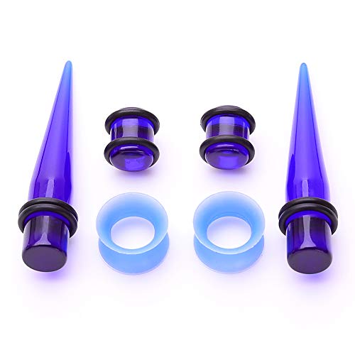 JieyueJewelry 50/54 Pcs Ear Stretching Kit 14G-00G | Acrylic Tapers & Plugs with Silicone Tunnels, Ear Gauges Expander Set Body Piercing Jewelry for Women and Men - color: Clear Blue