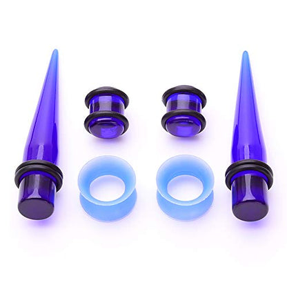 JieyueJewelry 50/54 Pcs Ear Stretching Kit 14G-00G | Acrylic Tapers & Plugs with Silicone Tunnels, Ear Gauges Expander Set Body Piercing Jewelry for Women and Men - color: Clear Blue