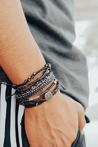 Wakami Charm Bracelet Stack Beaded Stackable Bracelets for Women - color: Night | 6.5IN