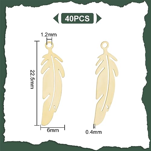 UNICRAFTALE Stainless Steel Feather Pendants Etched Metal Embellishments Feather Charms for Necklace Bracelet Jewelry Making