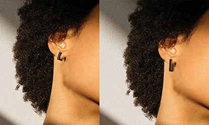 2 Pairs 14K Gold Plated Minimalist Hoop Earrings Small Dainty Geometric Square and Rectangle Huggies Hoops for Girls Women Gift, gold, silver and black - color: Black