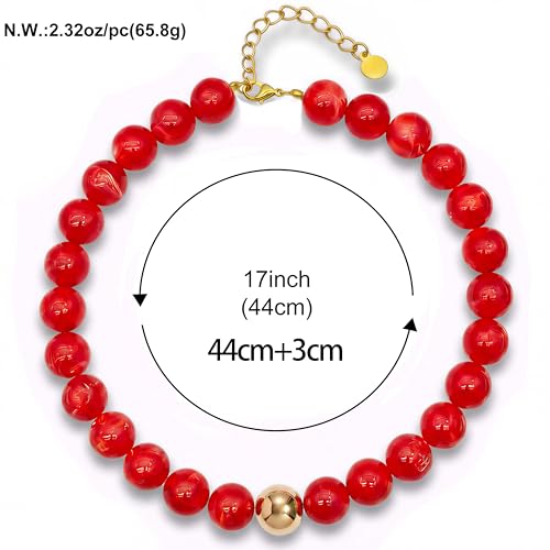 Chunky Beaded Necklace for Women, Colorful Trendy Statement Summer Jewelry Gift - color: necklace-6