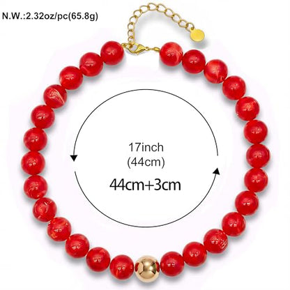 Chunky Beaded Necklace for Women, Colorful Trendy Statement Summer Jewelry Gift - color: necklace-6
