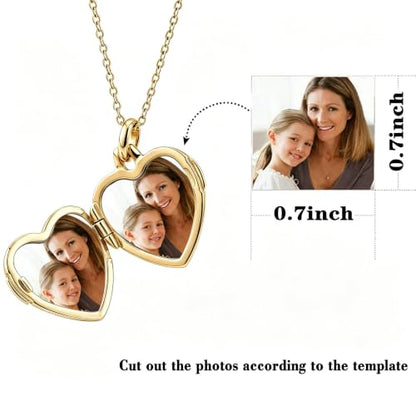 YOUFENG Love Heart Locket 14K Gold-Filled Oval Circle Rectangle Lockets that Hold Pictures Floral Patterns Necklace for Women - style: Gold Heart