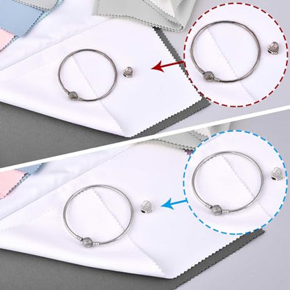 SEVENWELL Silver Polishing Cloth, 4PCS Jewelry Cleaning Cloths | Dual-Layer Cleaning, 7.9" × 7.9", Reusable, Helps Remove Tarnish, Restores Shine, For Silver, Gold & Platinum - color: 2pcs Dark Gray and 2pcs Light Gray (Small)