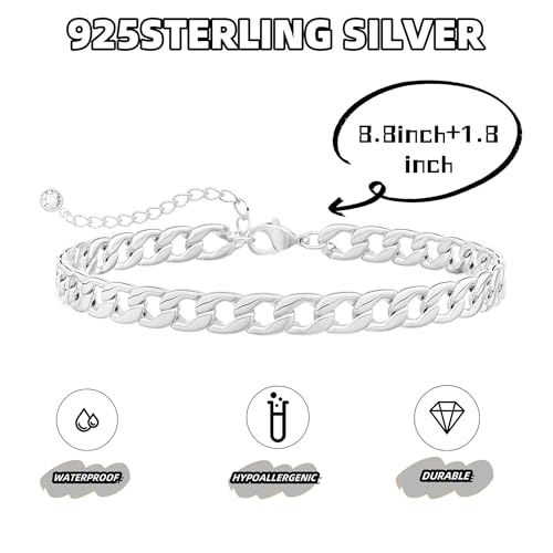 Ankle Bracelets for Women Waterproof 14K Gold/Silver Plated Chain Anklets | Trendy Gold Anklets,Layered 14K Gold Plated Stackable Chunky Cuban Link Chain Anklet Bracelet Set,Summer Beach Jewelry Gift - color: 1 cuban-sl