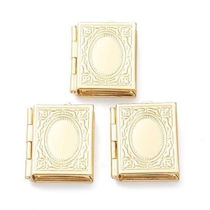 Craftdady 18K Gold Plated Brass Photo Locket Frame Pendants Charms for Necklaces Personalized Jewelry Crafts Making - size: 26x19mm Rectangle