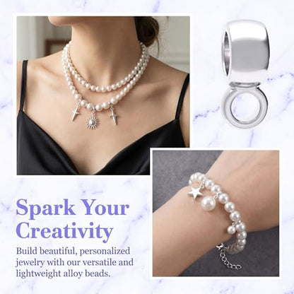 Joez Wonderful Links Bail Beads, Hypoallergenic Alloy Column Spacer Beads - color: Silver