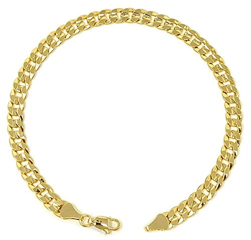 Gold Electroplated Anklet, Made in Korea - style: Concave Cuban Chain