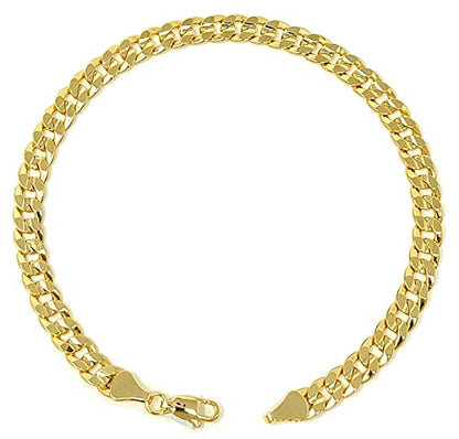 Gold Electroplated Anklet, Made in Korea - style: Concave Cuban Chain
