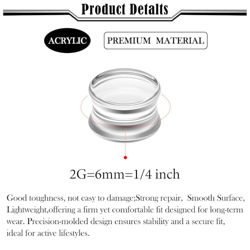 6G-50mm Solid Ear Plugs Tunnels for Women Men Double Flared Saddle Ears Gauge Plug Stretcher Expander Piercing Body Jewelry Black White Clear 1 Pairs - color: Clear Tone, size: 2 Gauge(6mm) = 1/4 inch
