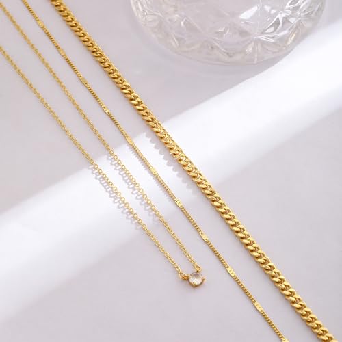 Coshilta Layered Gold Necklaces for Women, 14K Plated Gold Sterling Silver Plated Dainty Pendant Necklace Set with Cubic Zirconia,Stackable Chain Choker,Trendy Personalized Jewelry Gift Non Tarnish - style: C-N0548-CZ