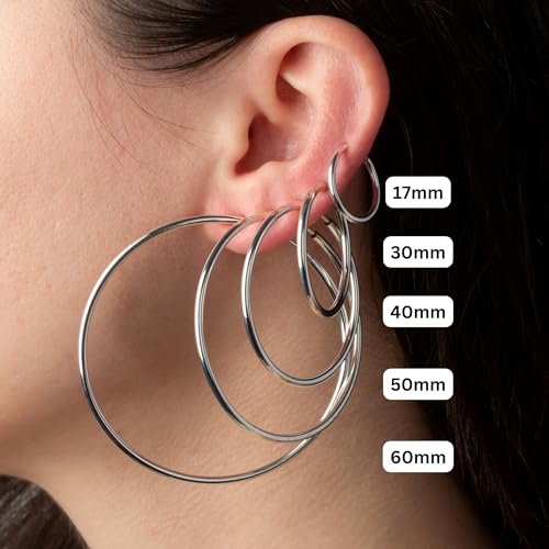 Clip On Spring Hoop Earrings for Non-Pierced Ears - color: Black, size: 17mm