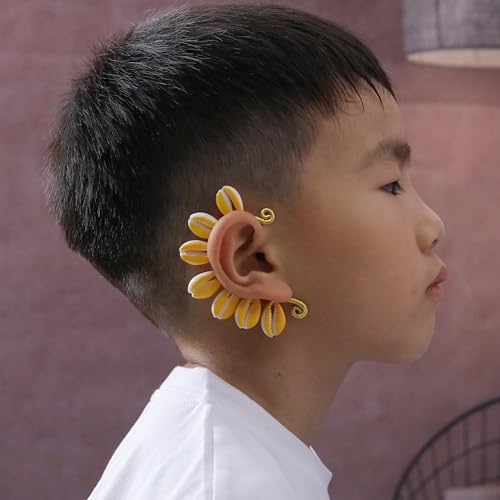 Wellike Gold Ear Cuffs For Women Non Piercing Single Clip On Earrings 18k Gold/Silver Plated Handmade Cuff Earrings Hypoallergenic Waterdrop Cowrie Shell Jewelry - color: KKWE584-S