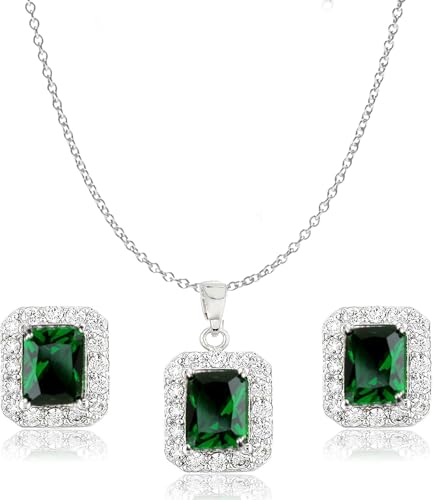 Jewelry Sets for Women Costume Jewelry Sets Wedding Jewelry Set with Necklace and Earring for Bride Bridesmaid Jewelry - color: Green