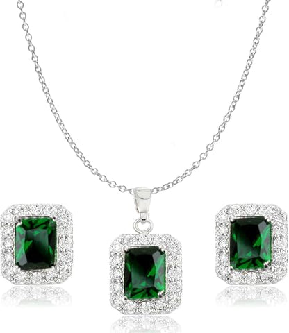 Jewelry Sets for Women Costume Jewelry Sets Wedding Jewelry Set with Necklace and Earring for Bride Bridesmaid Jewelry - color: Green