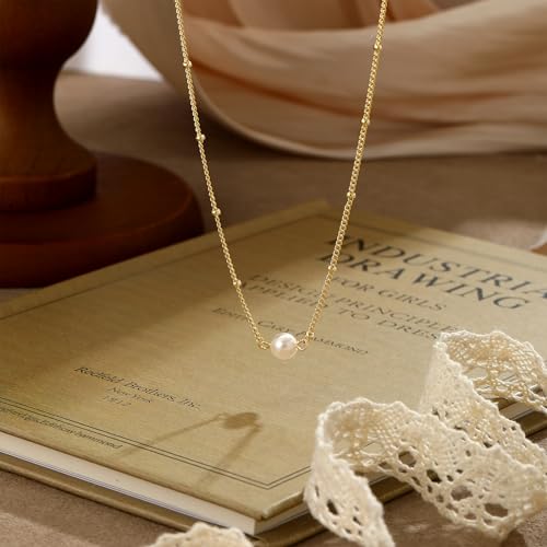 Gold Pearl Necklaces for Women - White Pearls Jewelry Gifts Wedding Bride Bridesmaid Jewelry - color: Gold-Single Pearl Satellite