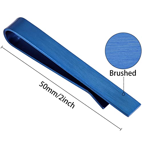 HAWSON Skinny Tie Clip Bar Set, 2 Inch Tie Clip for Men - Wedding, Meeting, Party Gift Set - color: 1 pcs Brushed Blue