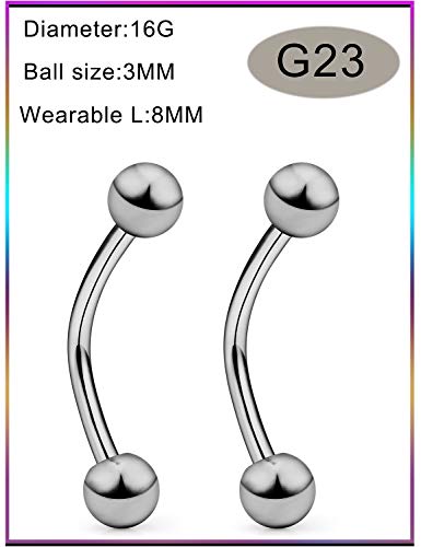 Prjndjw Internally Threaded Eyebrow Piercing Jewelry Surgical Steel Curved Barbell Tiny Eyebrow Ring Vertical Labret Lip Jewelry Ear Rook Earrings for Women Men 20g 16g 6mm/8mm/10mm/12mm - color: style 1