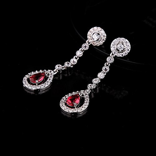 GULICX AAA Cubic Zirconia CZ Silver Plated Base Women's Party Jewelry Set Earrings Pendant Necklace - color: Red