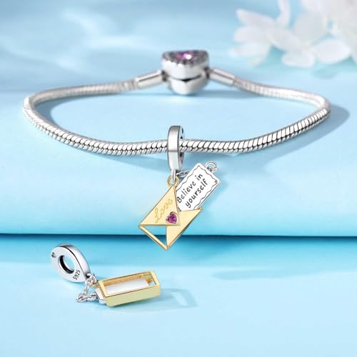 CYCUFF 925 Sterling Silver Charms Suitable for Charm Necklaces, Bracelet Pendants Beads Jewellery Gift for Women - color: Mysterious Envelope Charm