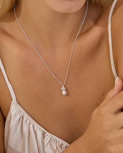 Pearl Necklace for Women- 14K Gold-plated/White Gold-plated Dainty Pearl Necklace for Women - color: Gold CZ pearl 371