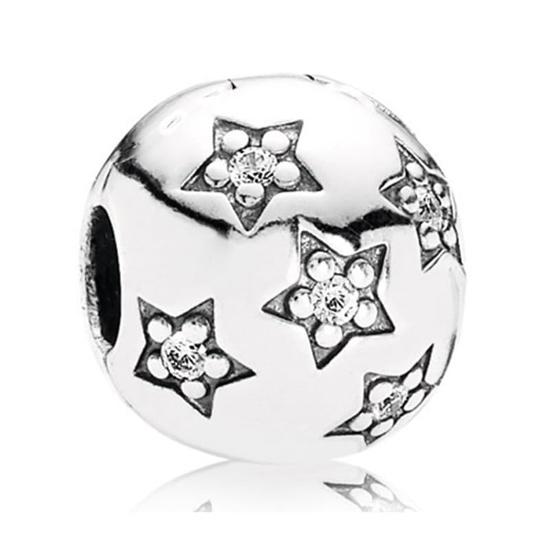 9 Pack Silver Spacer Beads Charms fit Bracelet, Heart Beads DIY Jewelry Gifts Women - color: C
