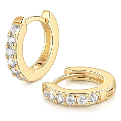14K Gold Hoop Earrings Small Gold Huggie Hoop Earrings for Women | 14K Gold Earrings for Women CZ Gold Hoop Earrings Lightweight Hypoallergenic Gold Hoop Earrings for Women 12/14/16/20/25/30mm - size: 12mm