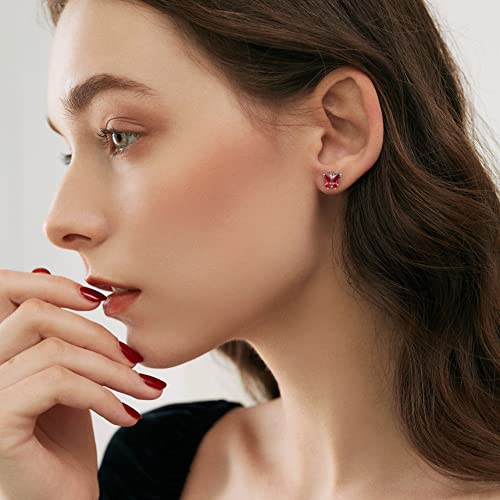 Bestyle Gold Butterfly Earrings for Women, Dainty Cute Birthstone Studs Hypoallergenic Jewelry, Great Birthday Gift - style: 01.January (Garnet)-STUD