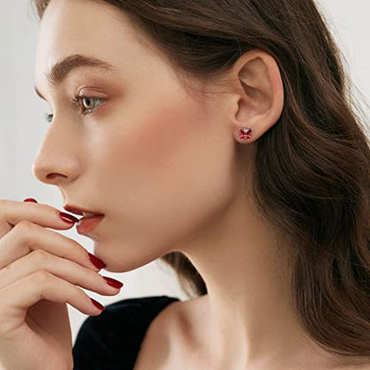 Bestyle Gold Butterfly Earrings for Women, Dainty Cute Birthstone Studs Hypoallergenic Jewelry, Great Birthday Gift - style: 01.January (Garnet)-STUD