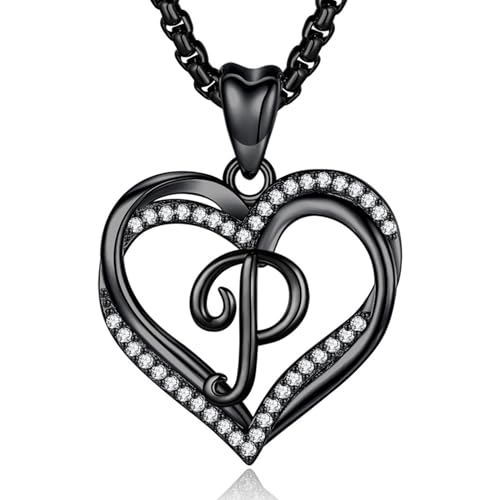 INFUSEU Unique Initial Necklaces for Women Girls Small Heart Letter Jewelry, Meaningful Personalized Gifts - style: P